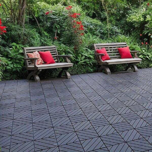 54 Pack Interlocking Plastic Deck Tiles,12"x12" Square ,Waterproof